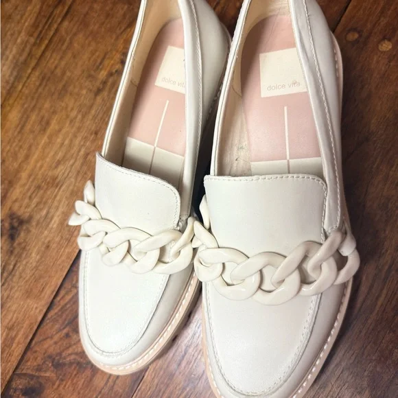 Dolce Vita Haris Platform Loafers with Chunky Chain Ivory Size 8.5 - Picture 9 of 11